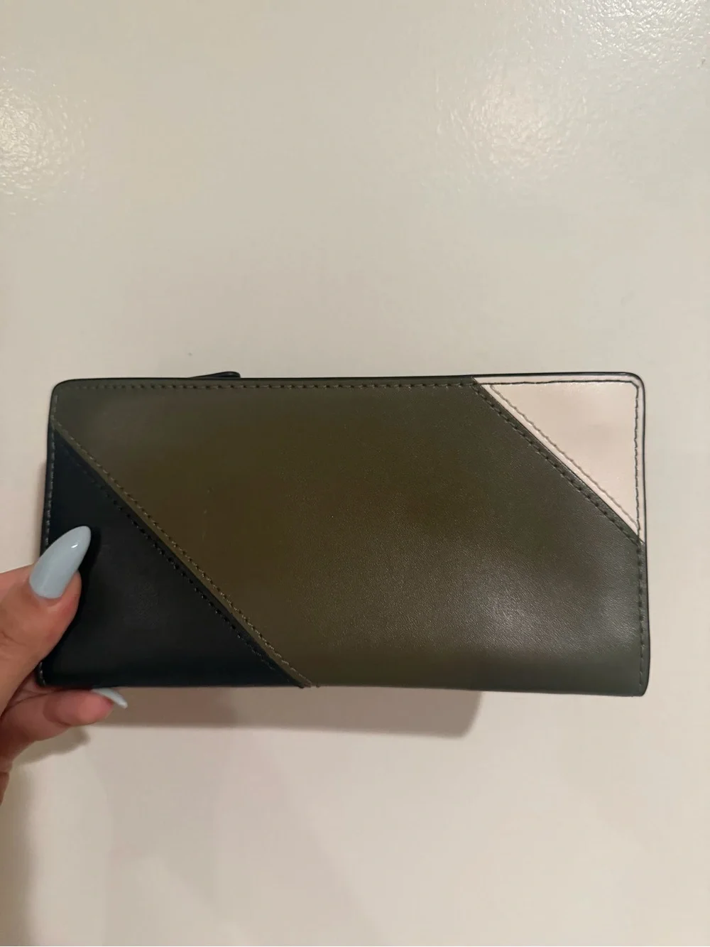 Michael Kors Olive, Black & Cream Colorblock Leather Wallet